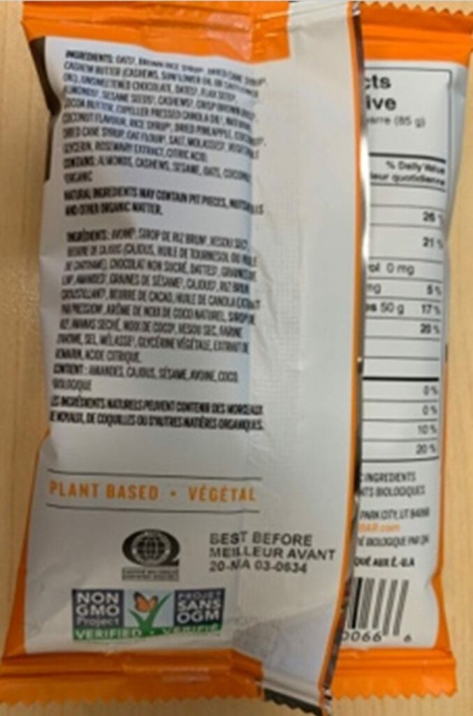 Food Recall Warning – Allergen (milk, soy) – Probar brand bars