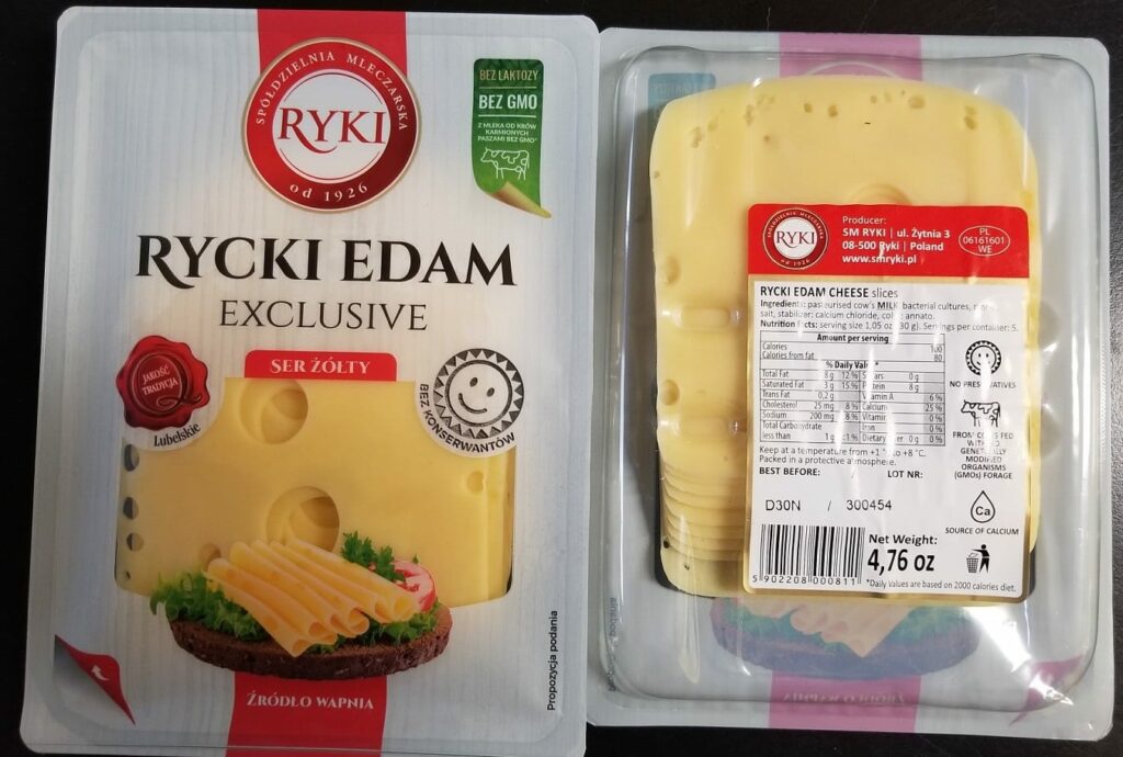 Updated Food Recall Warning (Listeria) – Ryki brand Rycki Edam Cheese Slices