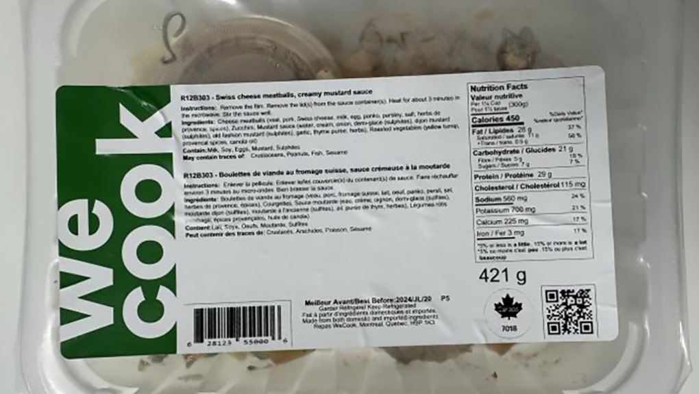 WeCook-brand Swiss Cheese Meatballs Recalled in Canada Due to Possible Listeria Contamination